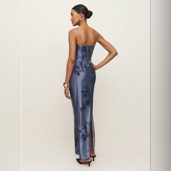 Reformation Frankie Silk Dress in Trieste Border- size 2 - Picture 4 of 4